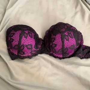 Black and Purple Lace Bra